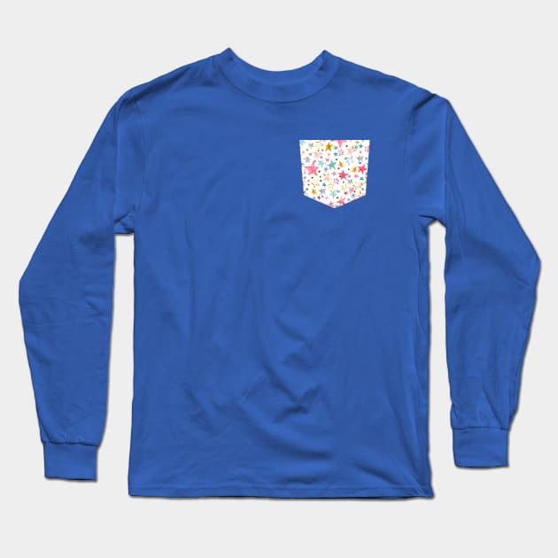 Pocket - BABY STARS MULTICOLORED WHITE Long Sleeve T-Shirt by ninoladesign